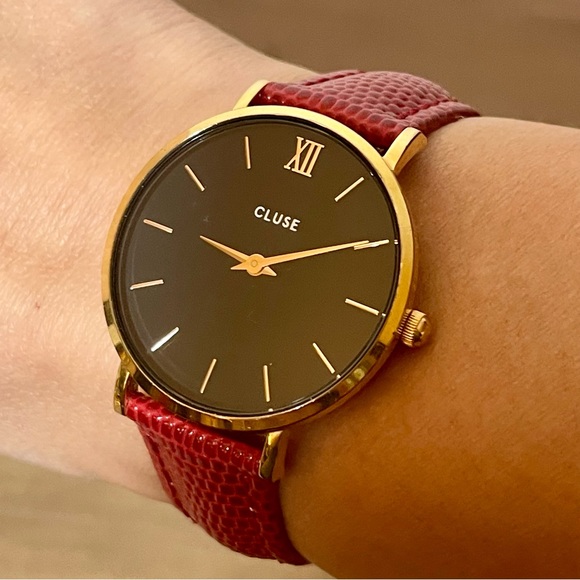 Cluse Boho Chic black with rose gold and red leather strap - Picture 4 of 6